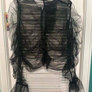 Black Sheer Ruffled Top